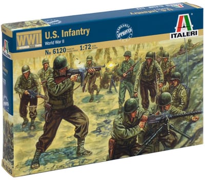 Italeri Modelbouwpakket Diorama - 6120 U.S. Infantery WWII - Amerikaanse Soldaten - 48 Figuren Plastic - 1:72 - Modelbouw