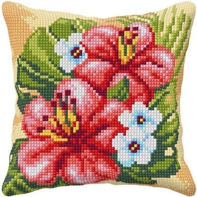 Kruissteekkussen ORCHIDEA - EXOTISCHE BLOEMEN - 9009 - 40 x 40 cm