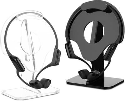 Gebogen headsetstandaard - Oortelefoon houder - Bureau organiseren - Antislip basis - 14x9x6cm - Zwart
