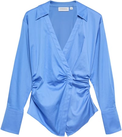 Aansluitende blouse met lange mouwen van satijnkatoen voor dames COMMA