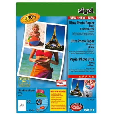 Sigel inkjet fotopapier - Ultra - A4 hoogglans - 190 grams - 50 vel - SI-IP639