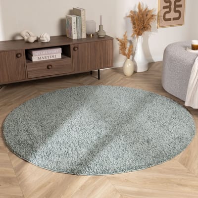 NATURL. Rond Hoogpolig vloerkleed - Wish Blauw/Groen - Ø 80 cm
