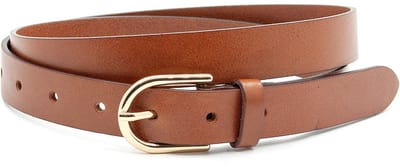 Smalle dames ceintuur cognac - 2.5 cm breed - Leer - Smalle riem - Basic - Maat 95