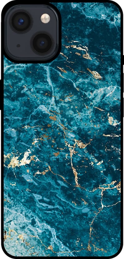 Smartphonica Telefoonhoesje voor iPhone 13 met marmer opdruk - TPU backcover case marble design - Blauw geschikt voor iPhone 13