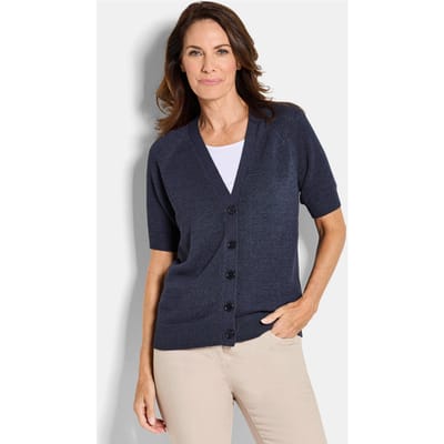 Tricot jasje van koel lintjesgaren - marine - Gr. 19 van Goldner Fashion