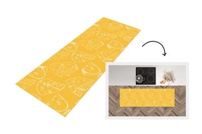 Keukenloper - Loper keuken - Kaas - Geel - Design - 150x50 cm - Keukenloper vinyl