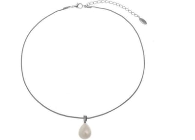 Behave - Korte ketting met parelmoer hanger in druppelvorm - Nikkelvrij - 44cm + verlengketting