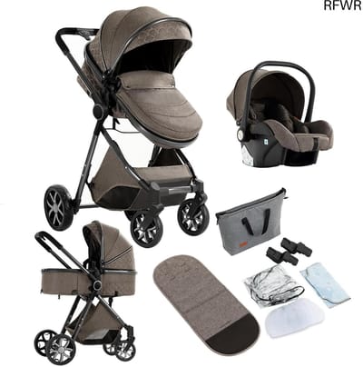 RFWR® 3-in-1 Kinderwagen voor Pasgeborenen - Multifunctionele Kinderwagen met Inklapbaar Aluminium Frame