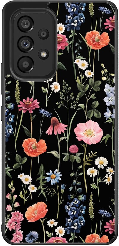 Leuke Telefoonhoesjes - Hoesje geschikt voor Samsung Galaxy A53 - Dark flowers - Backcover zwart - Bloemen - Zwart