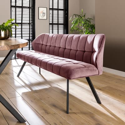 AnLi Style Eetkamerbank raster Roze velours