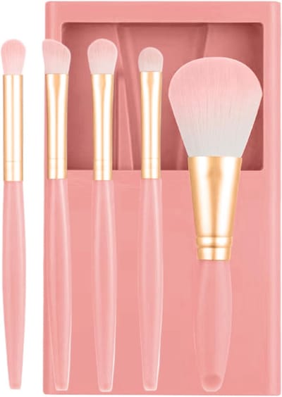 KZQ Make-upkwastenset met etui en spiegel Gemakkelijk schoon te maken Cosmetische borstelset voor oogschaduw en applicatie