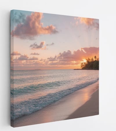 Saammp - Canvas Schilderij - Tropisch Strand - Zee - Duinen - 20x20 - Foto op canvas - Wanddecoratie - muurdecoratie Woonkamer - Slaapkamer decoratie - Canvas Print