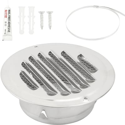 Dailygoods- Ventilatierooster 100 mm - Roestvrij Staal - Rond - Voor