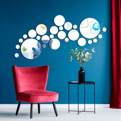26 ronde spiegelstickers - Zelfklevende stickers met spiegeleffect