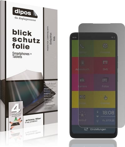 dipos – Matte Privacy Screenprotector geschikt voor EinfachFon Kids | Anti-Spy Beschermfolie