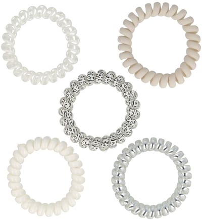 Haarsoires Haarelastieken Invisibobble - Telefoondraad - Mix - Grijs - Set van 5 - Spiraal Haar Elastieken - Haarvriendelijk