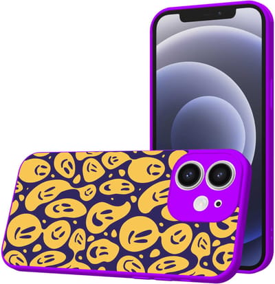 Smartphonica Telefoonhoesje Geschikt voor iPhone 12 met Smiley en Emoji opdruk - TPU Back Cover Case Smiley and Emoji Design - Paars geschikt voor iPhone 12
