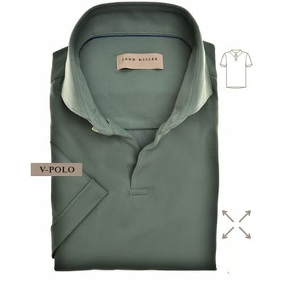 John Miller Slim-Fit Hyperstretch Short Sleeve V-Polo Midden Groen / male