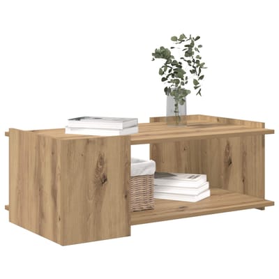 vidaXL - Salontafel - Artisanaal - eiken - 90 - x - 50 - x - 33 - cm - Bewerkt - hout