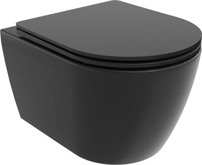 Mexen Carmen rimloze wc-pot met slimgedeelte, langzaam sluitende zitting, duroplast, mat zwart - 30881085