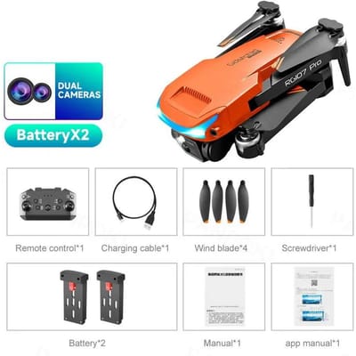 2024 Nieuwe RG107 Pro Drone Obstakelvermijding ESC HD Dual Camera WIFI FPV Drone Afstandsbediening Quadcopter Speelgoed Cadeau 2 battery oranje