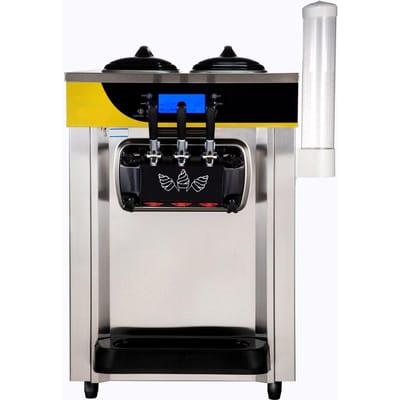 Machine à Glace Professionnelle, Rendement 22-30L/H, Machine à Glace Molle sur Comptoir 2200W avec 2x6L Bac 2L Cylindre Panneau LCD Alarme Manque de Pâte, Surgelé
