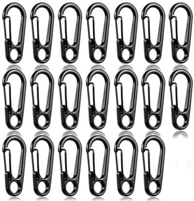 20 Mini-karabijnhaken (3 cm) - Zwart - Ideaal voor Sleutels, Kamperen, Wandelen, Reizen