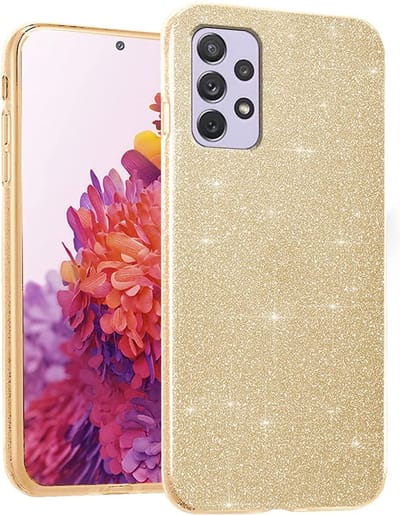 Casemania Hoesje Geschikt voor Samsung Galaxy A23 - Goud - Glitter Back Cover