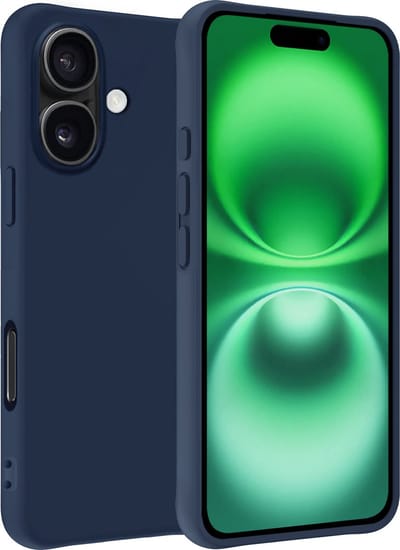 Hoesje Geschikt voor Apple iPhone 16 - Sterk & Shockproof - Hoes Cover - Siliconen Case - Donkerblauw