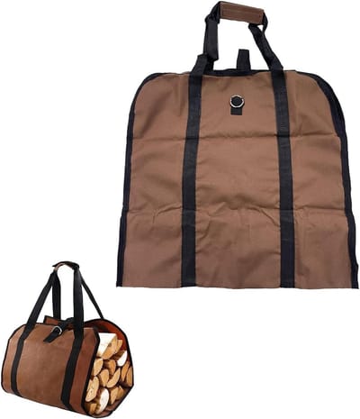 Brandhouttas - Draagtas haardhout - Haardhout vervoeren - Verstevigde stiksels - 140x49cm - Bruin