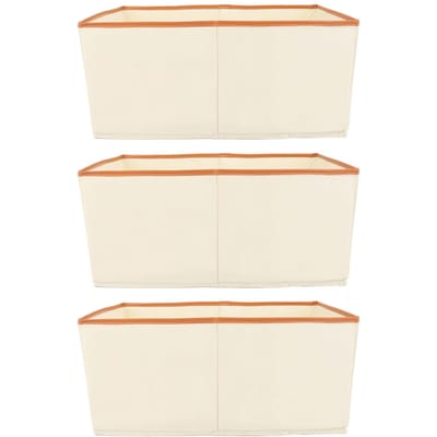 3 Sets Non-woven Stoffen Bak PU Omwikkeld Wasbare Stoffen Opbergmanden met Handvat en Bodemplaat 47x30x25cm / 18.5x11.8x9.8in white