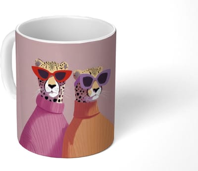 Mok - Koffiemok - Jachtluipaarden - Zonnebrillen - Truien - Mokken - 350 ML - Beker - Koffiemokken - Theemok