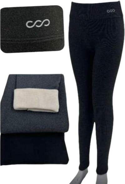 Fleece Thermo legging | Thermo broek | Fijne Rib | Extra warm gevoerd legging | L/XL 40-42 | Zwart