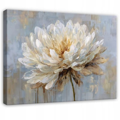 WALLARENA - Schilderij op canvas - 100x70 cm - abstracte bloemen op beton - loft wanddecoratie woonkamer en slaapkamer