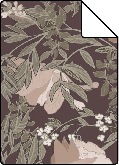 Proefstaal ESTAhome behang vintage bloemen in art nouveau stijl aubergine paars - 26.5 x 21 cm - 139694-S