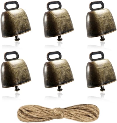 Dailygoods- Bellen 6 Stuks - Vintage Bronzen Bellen - IJzeren Bellen - Decoratie Bellen - DIY Bellen - Afmetingen 35mm - Decoratiebel