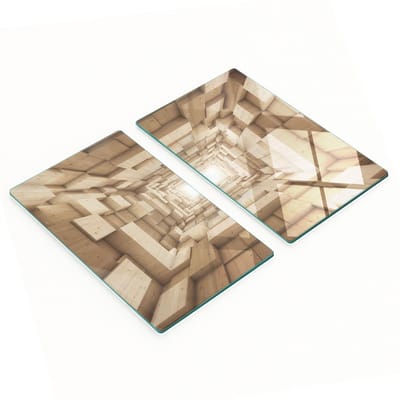 Stijlvolle en duurzame glazen planken met bedrukte houten tunnel 2x30x52 cm