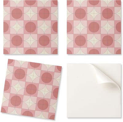 Set PVC-tegels met een patroon voor de woonkamer, zelfklevend, patroon met cirkels en bloemen, 20x20x20 cm
