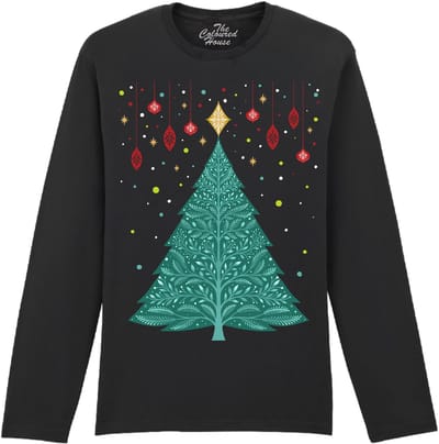 Kerstboom Christmas Night Vintage Tree The Coloured House Longsleeve T-shirt XXL