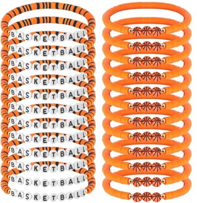 Set van 24 verstelbare basketbalarmbanden in oranje en zwart - Sportieve sieraden voor tieners