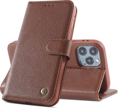 Bestcases Echt Lederen Wallet Case Telefoonhoesje iPhone 11 Pro - Bruin