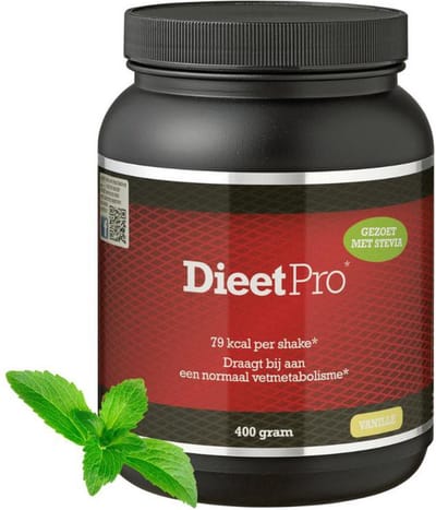 Dieet Pro - Eiwitshake - Voedingssupplementen - Vanille Stevia - 400 gr