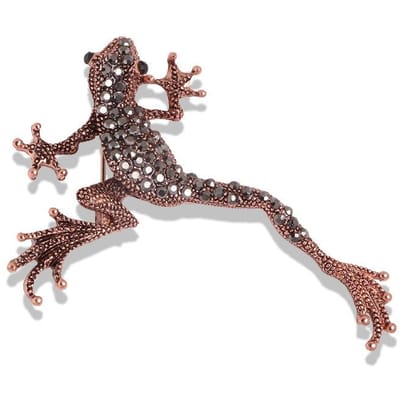 Nouveau Broche Grenouille Rétro Verte Diamant d'Eau pour Femmes Alliage Mignon Accessoires Animaux Broche Diamant Point Cadeau de Fête gray