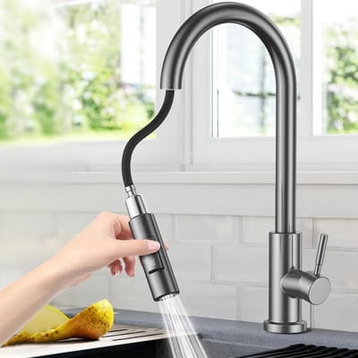 Dailygoods- Keukenkraan hoge boog - Uittrekbare Sproeier - 360° Draaibaar - Eengreeps Mengkraan - Wastafelarmatuur - 2 Functies