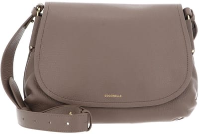 COCCINELLE Leren schoudertas Rebekka Handbag Grained Leather Warm Taupe