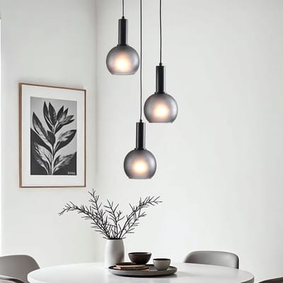 LumenXL Moderne hanglamp - grijs matglas, 3-lichts - Brinati
