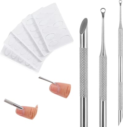 Professionele Cuticle Pusher en Remover met 10 Schuurpapier, Perfect voor Manicure en Pedicure Tools, Zilverkleurig
