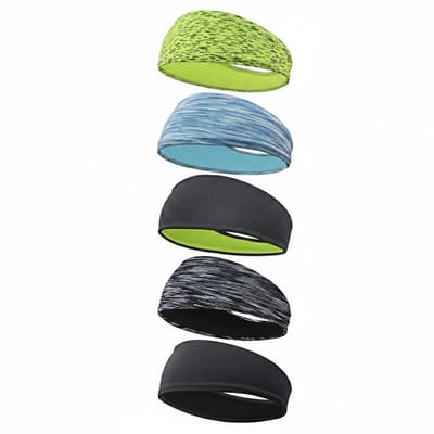 Set van 5 sport hoofdbanden voor heren en dames – elastische zweetbanden in meerdere kleuren – unisex haarbanden voor hardlopen, fitness en training