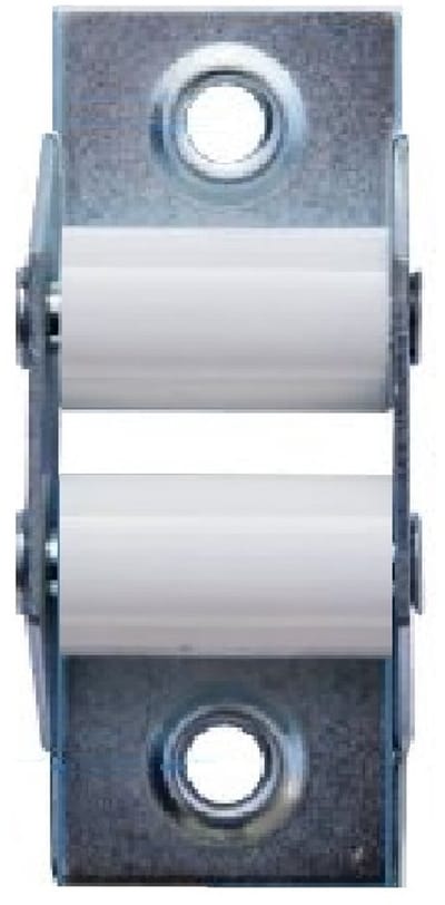 Bandgeleider staal met witte rollen - max 18 mm