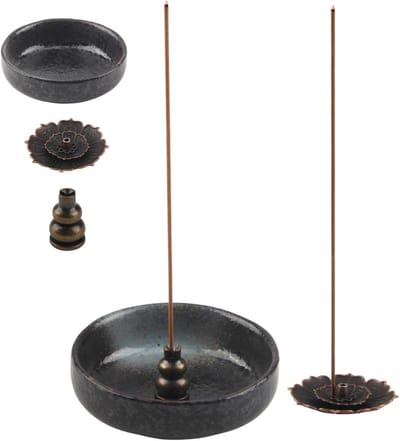 Wierookstokjeshouder met afneembaar lotusdesign voor meditatie, yoga en sfeervolle woondecoratie, keramisch en stijlvol